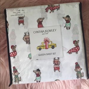Cynthia Rowley NY Dachshunds Queen Bed Sheet Set